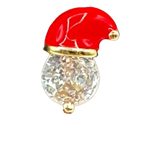 Santa Hat Crystal Stud Earrings Festive Holiday Jewelry Red Hat - Picture 5 of 9